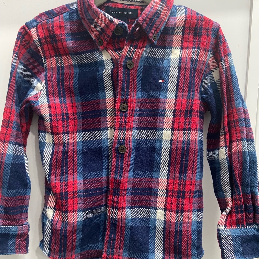 Tommy Hilfiger shirt age 4 plaid holiday tartan
